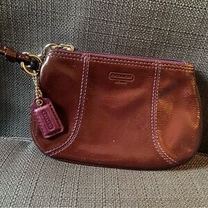 Coach Deep Burgundy Leather Wristlet